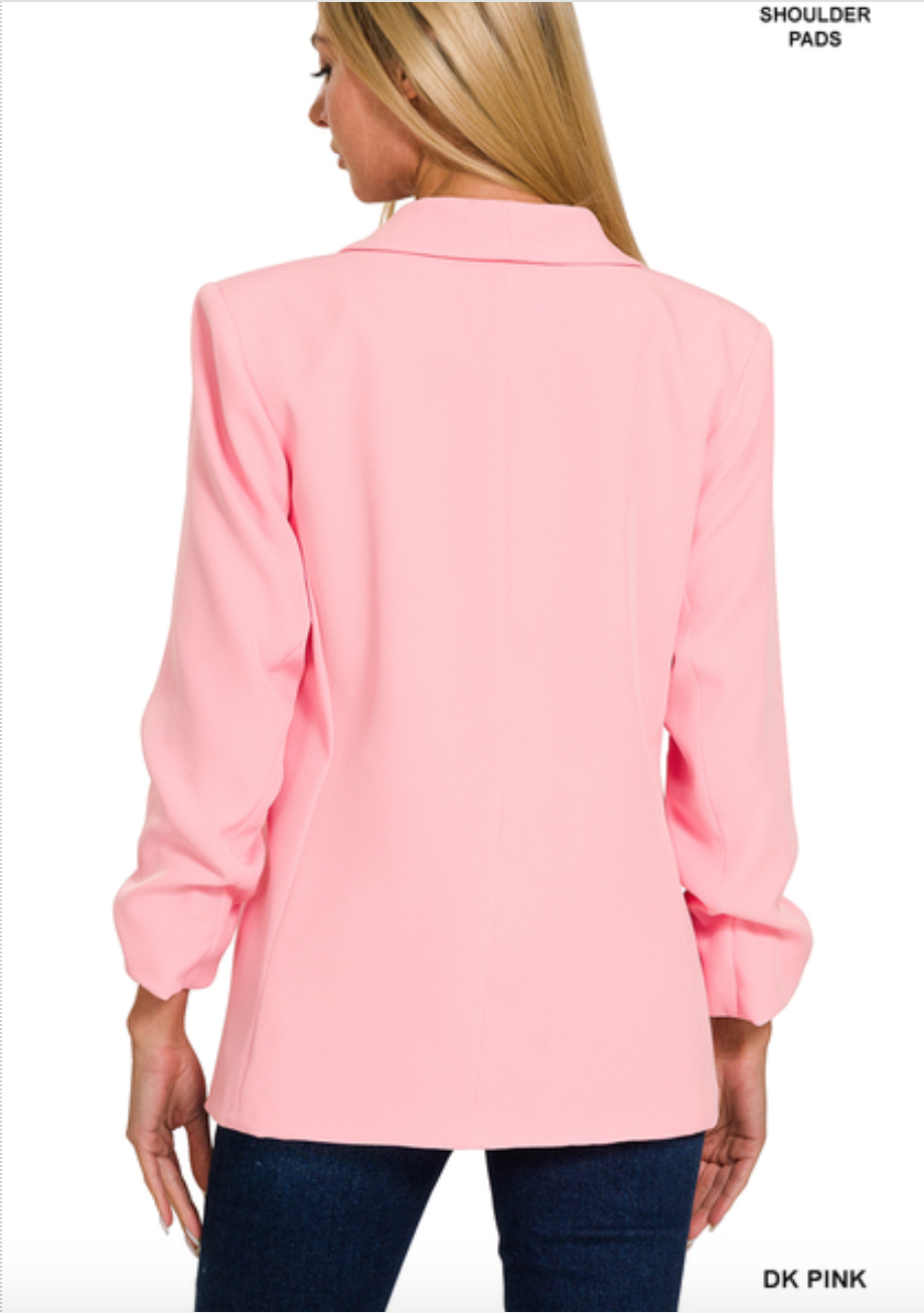 Ruched Sleeve Blazer