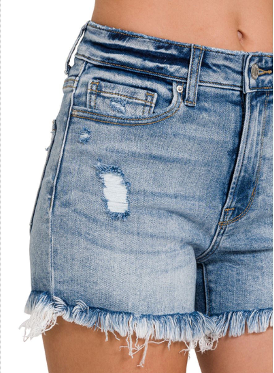 Frayed Hem Denim Shorts