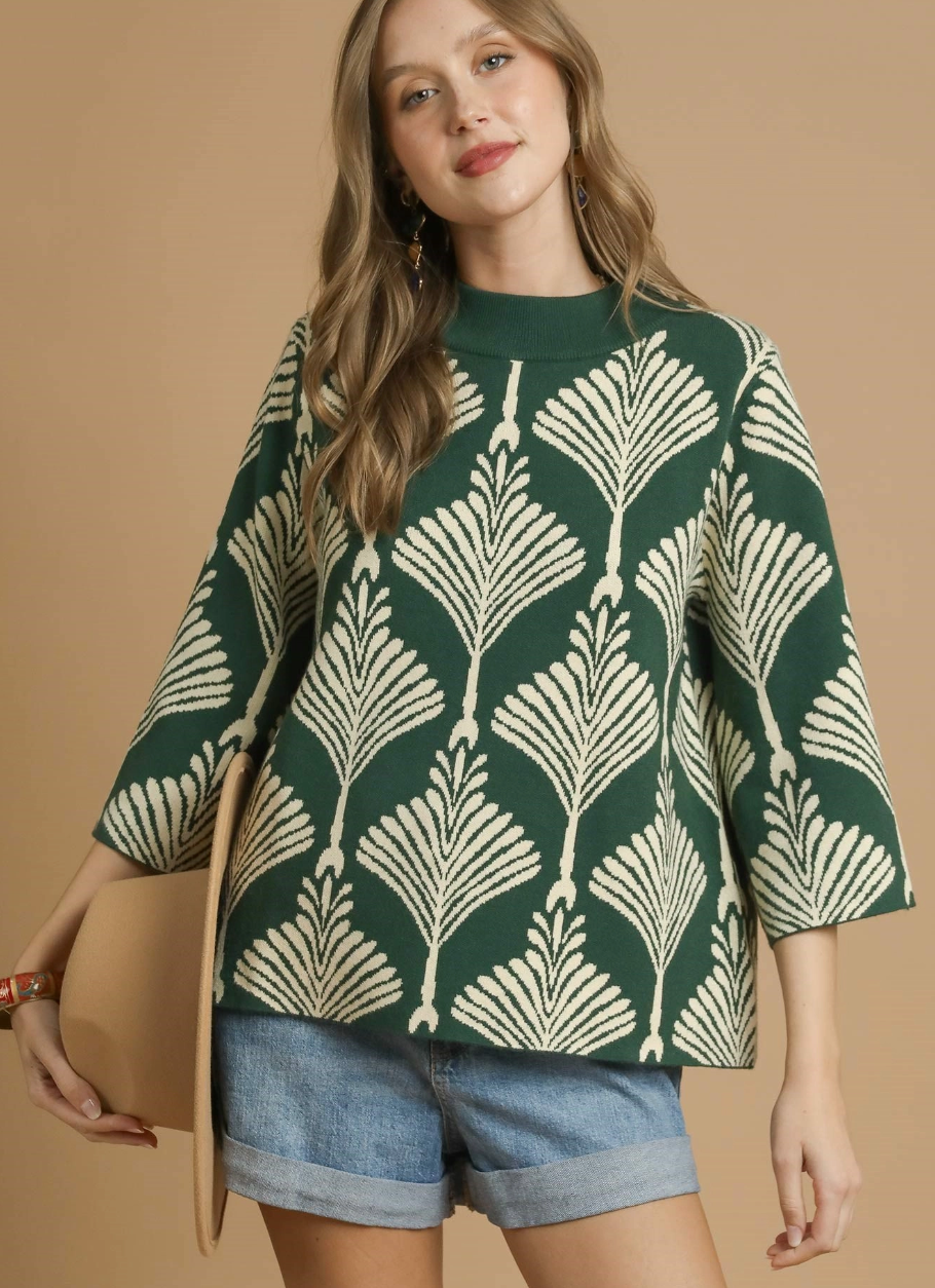 Green Printed Sweater