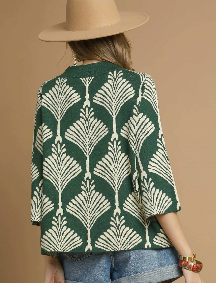 Green Printed Sweater