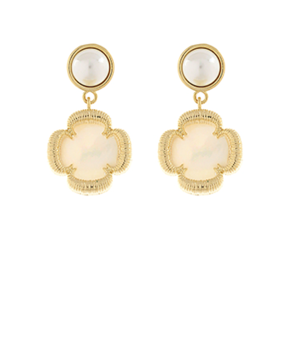 Clover Drop Pearl Earrings