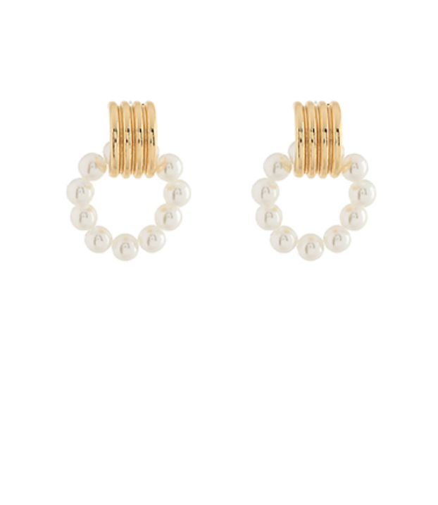 Pearl Ring Metal Earrings