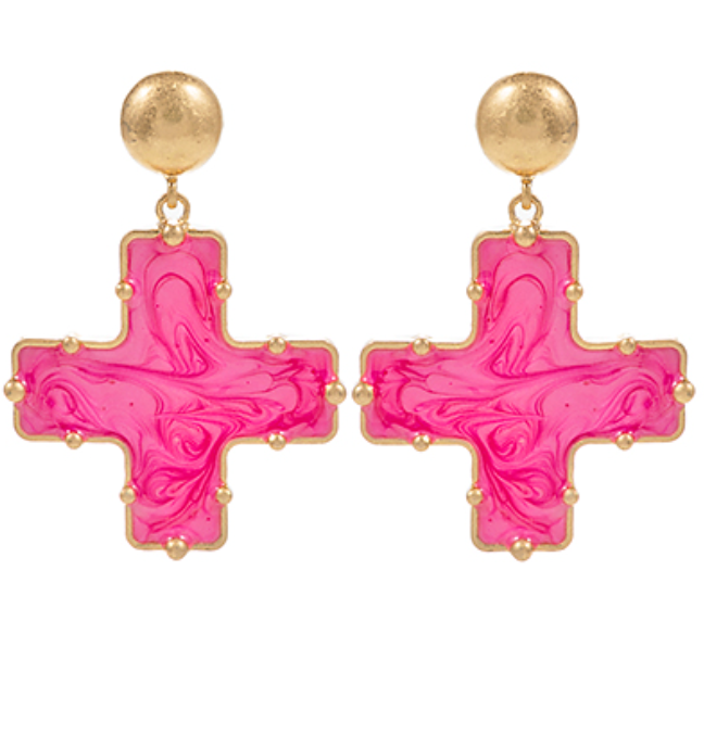 Marble Cross Earrings