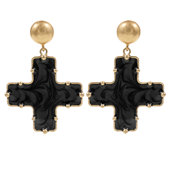 Marble Cross Earrings