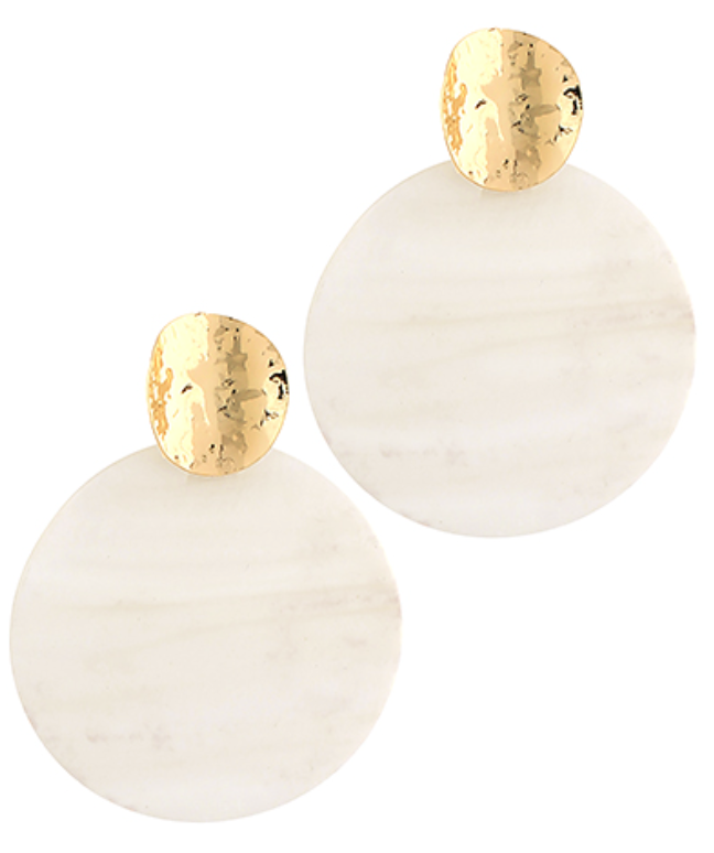 Hammered Disk Shell Earrings