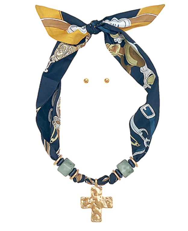 Pendant Scarf Necklace Set