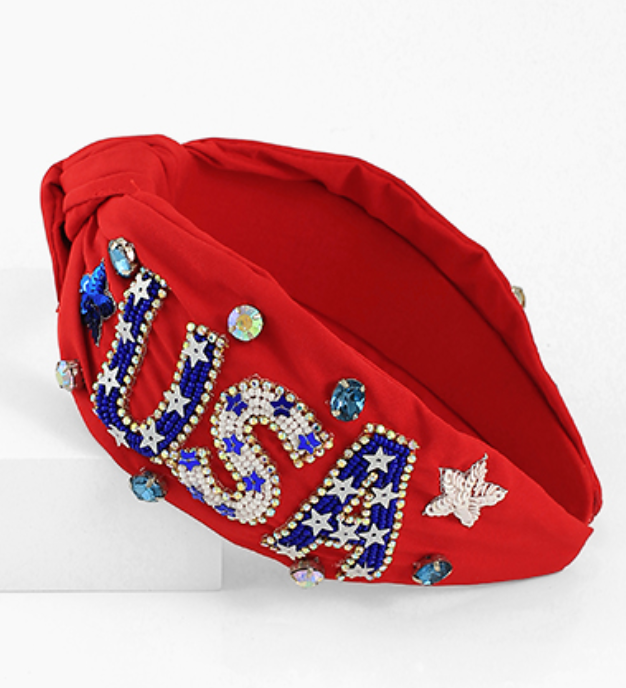 USA Beaded Headband