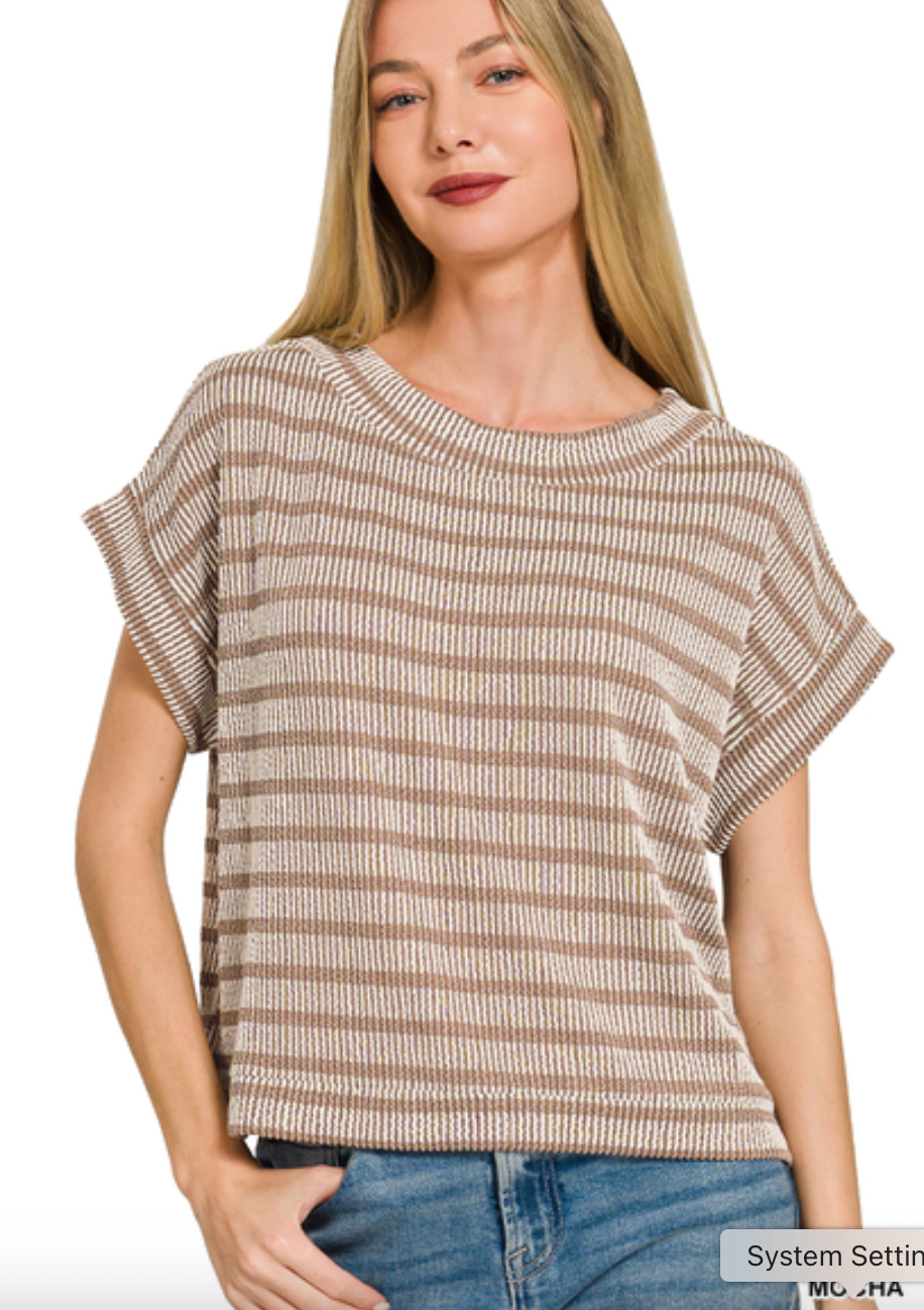 Raised Ribbed Striped Top