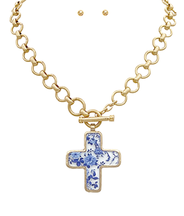 Chinoiserie Cross Necklace