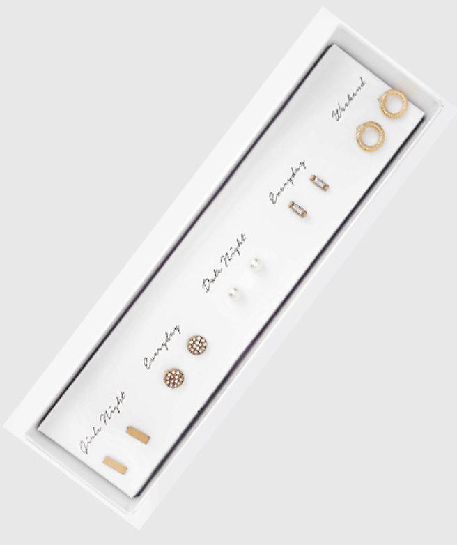 5 Pair Box Earring Set