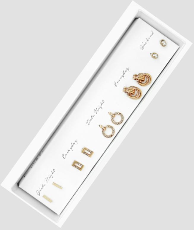 5 Pair Box Earring Set