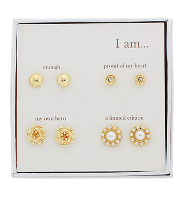 4 Pair Box Earring Set