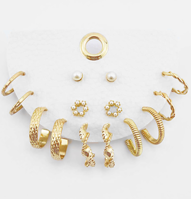 Textured Pearl Studs & Hoops Set