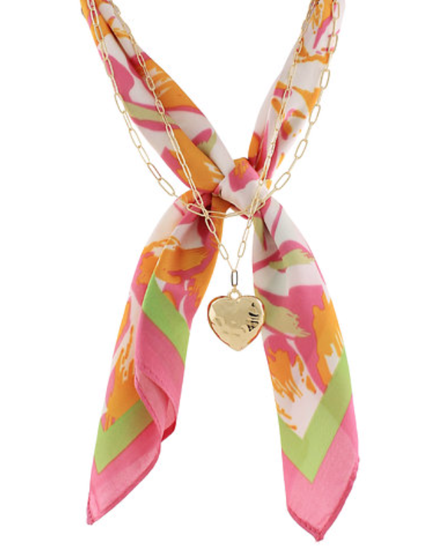 Heart Pendant Scarf Necklace