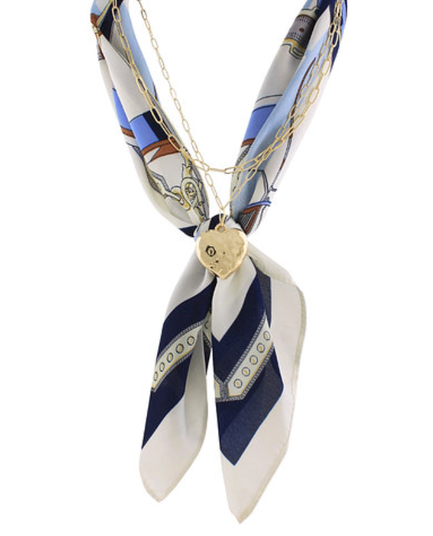 Heart Pendant Scarf Necklace