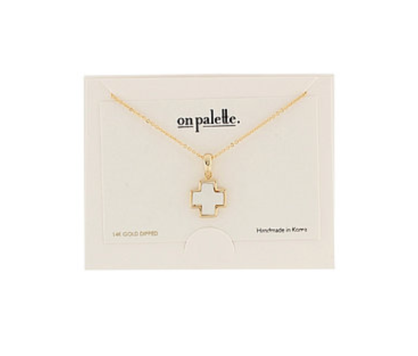 Small Pearl Cross Necklace