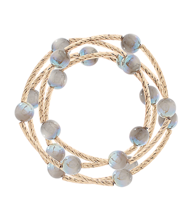 Candy Bead Textured Metal Bracelet