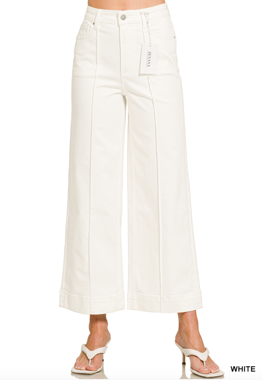 White Pintuck Detail Jeans