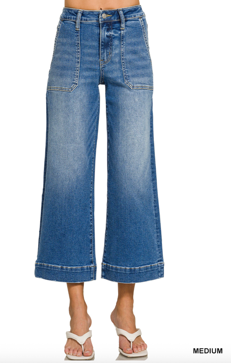 Utility Pocket Cropped Jeans