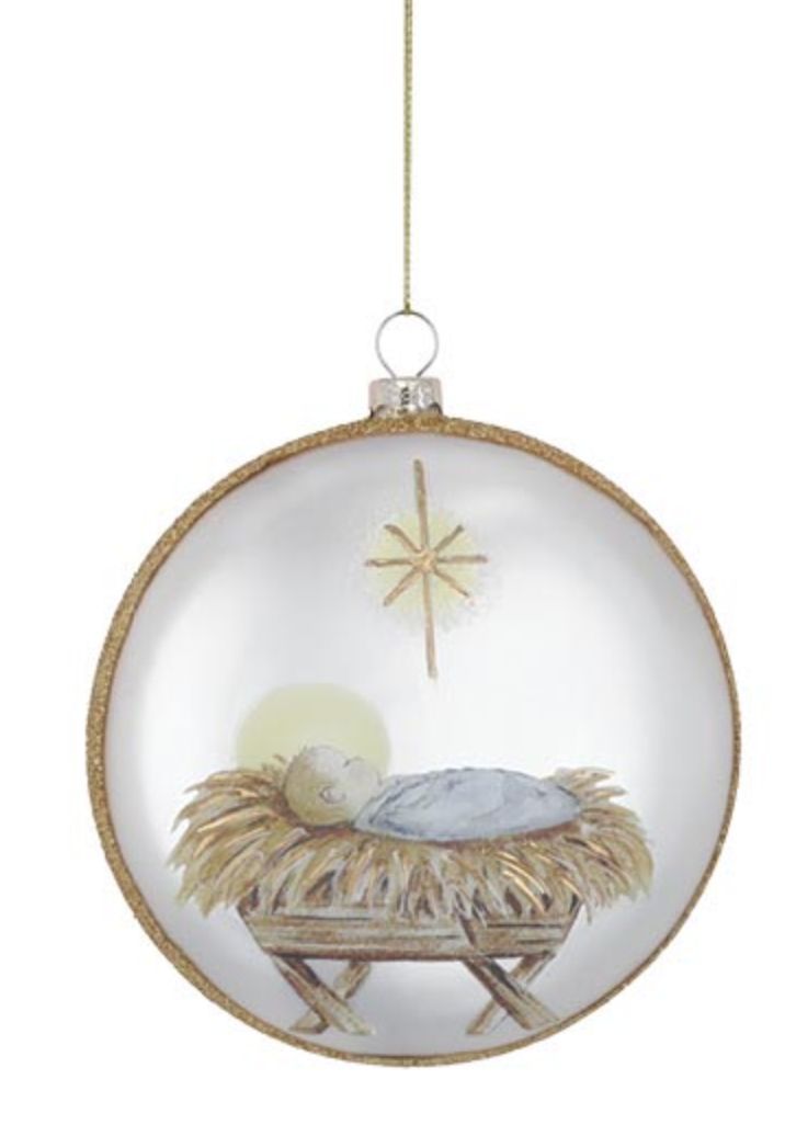 Hand Painted Manger Ornament