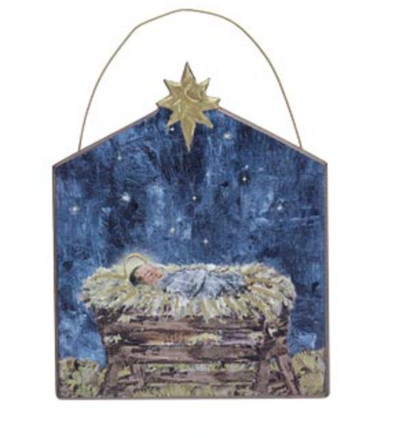 Wooden Manger Ornament