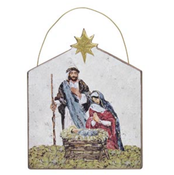 Wooden Manger Ornament