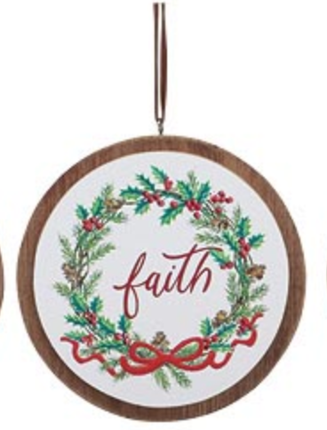 Wooden Disc Wreath Ornament