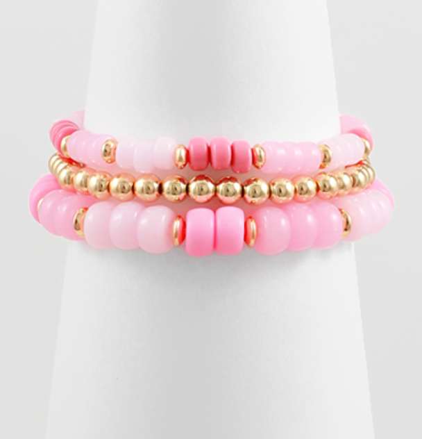 Color Bead & Gold Bracelets