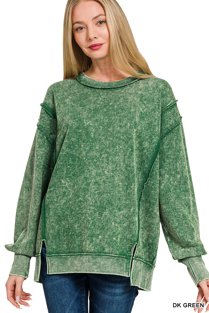 Acid Wash Exposed Seam Sweatshirt