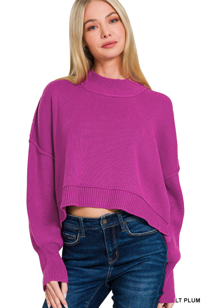 Side Slit Oversized Cropped Sweater
