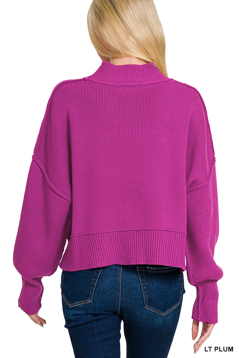 Side Slit Oversized Cropped Sweater