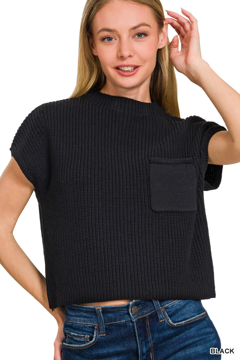 Mock Neck Cropped Sweater