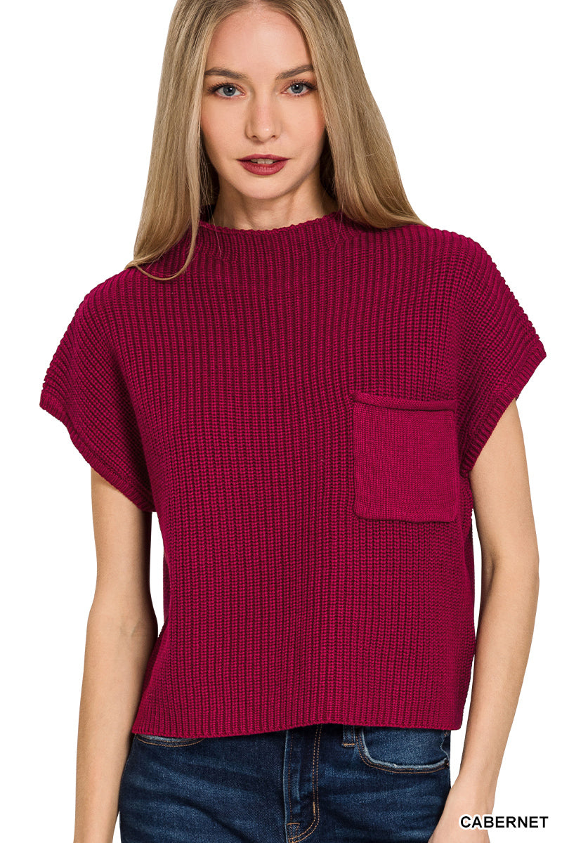 Mock Neck Cropped Sweater