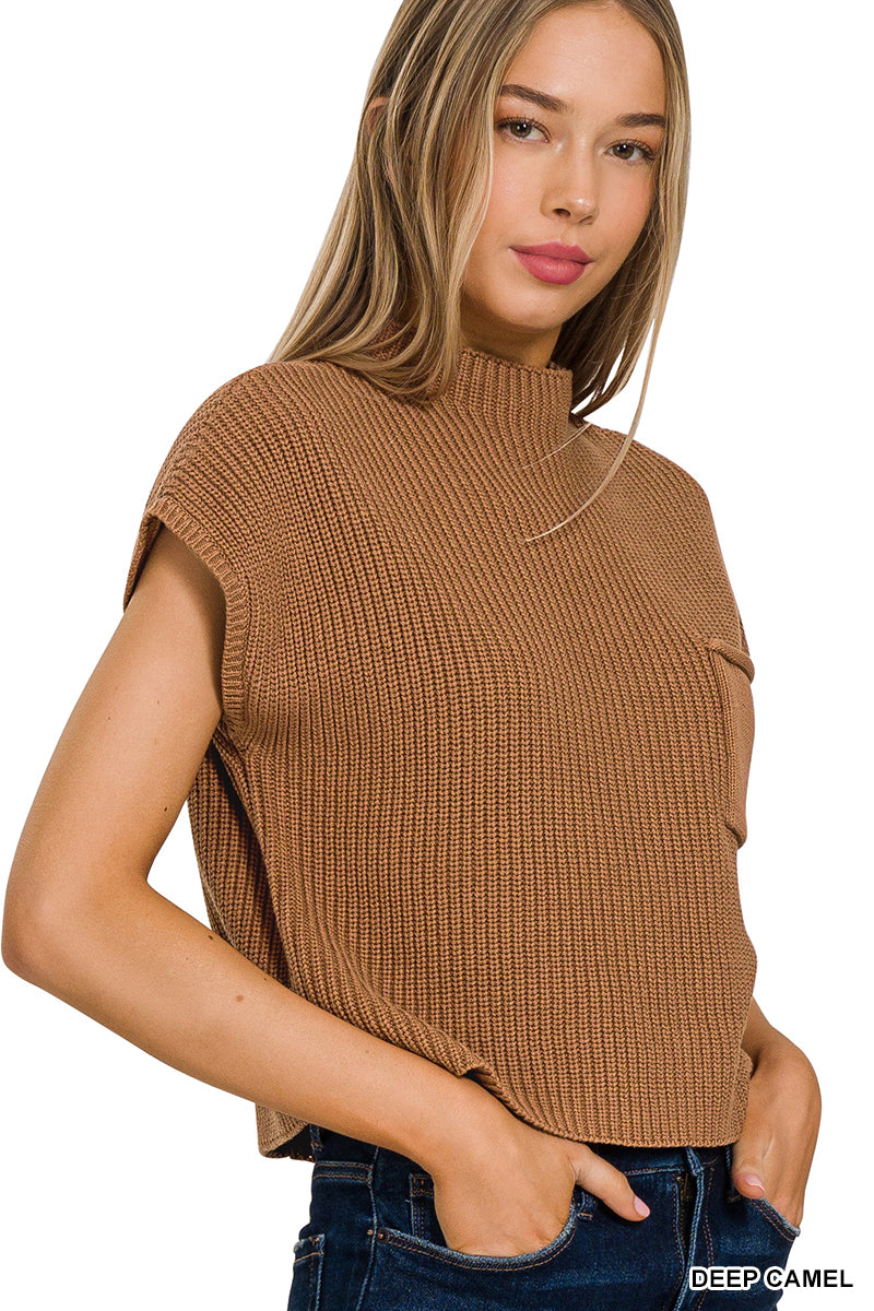Mock Neck Cropped Sweater