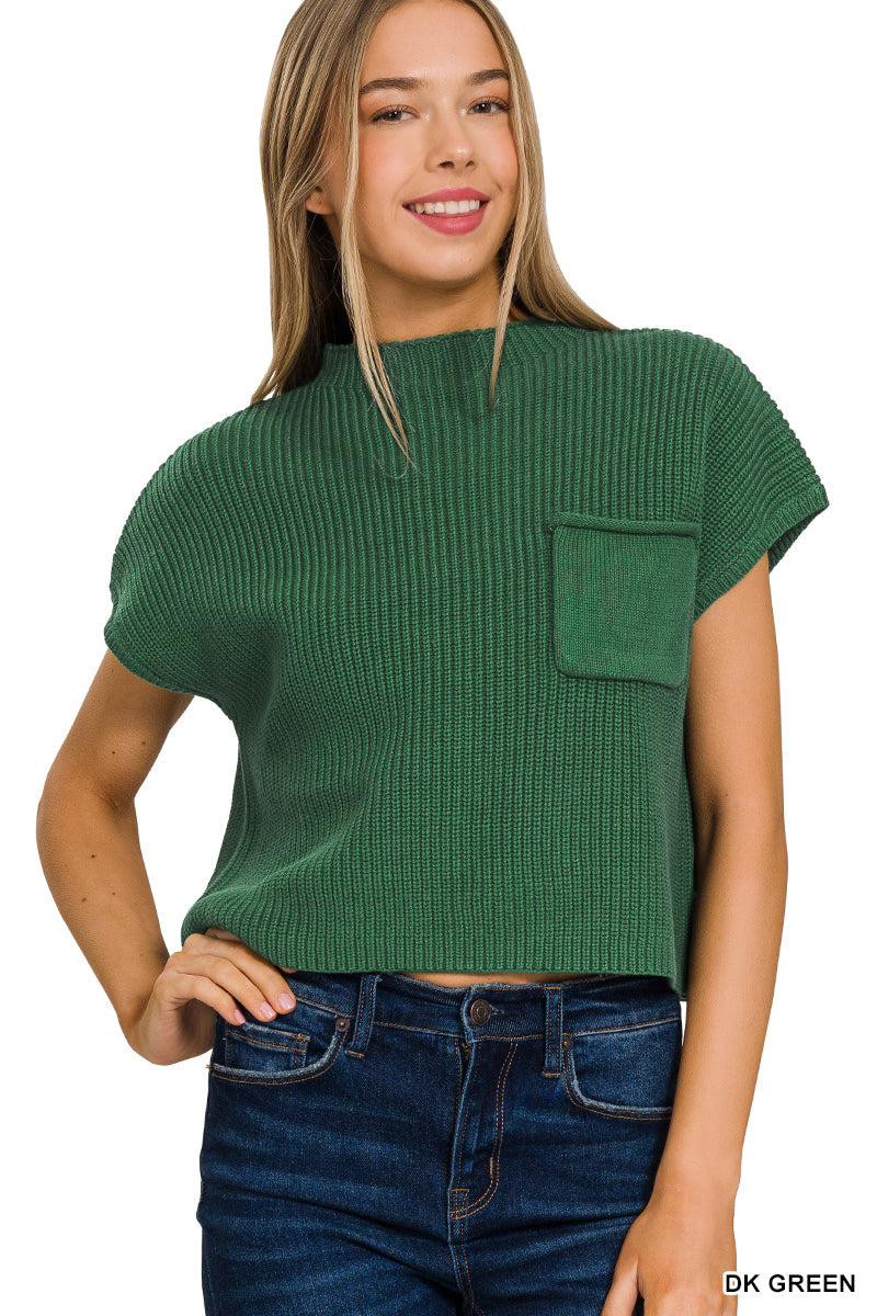 Mock Neck Cropped Sweater