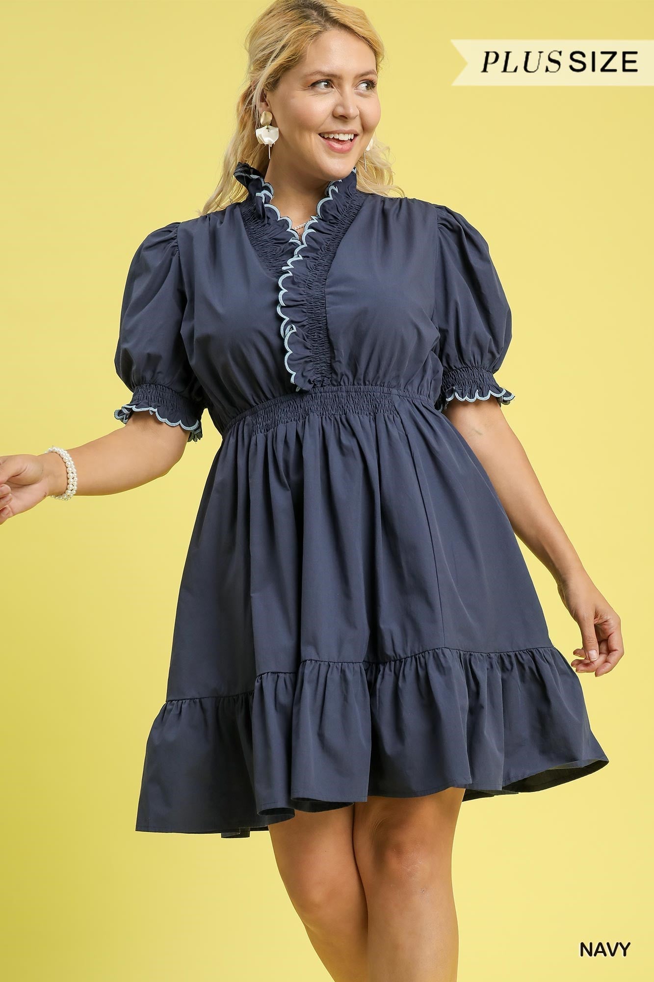 PS Navy Scalloped Dress