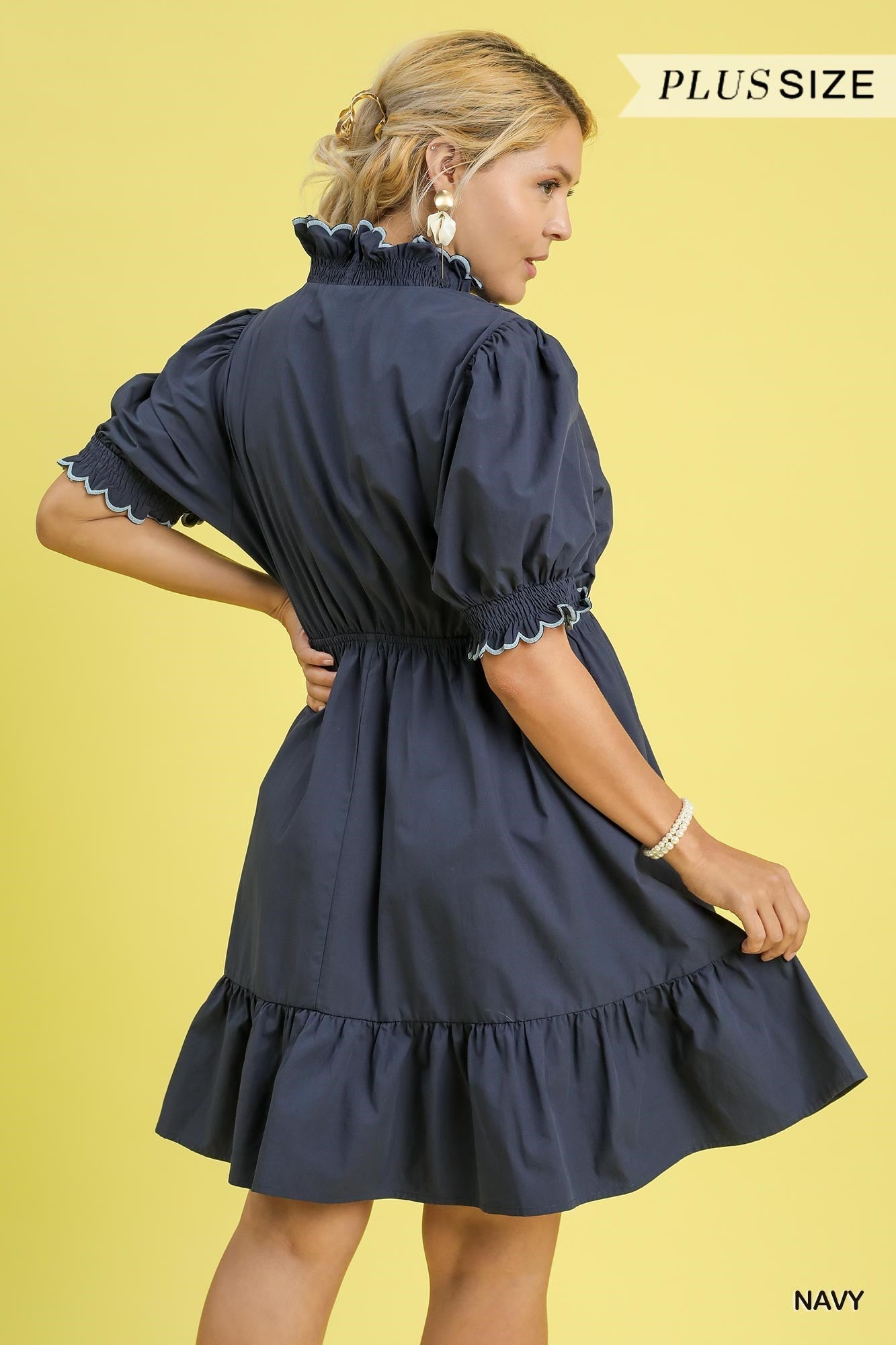 PS Navy Scalloped Dress