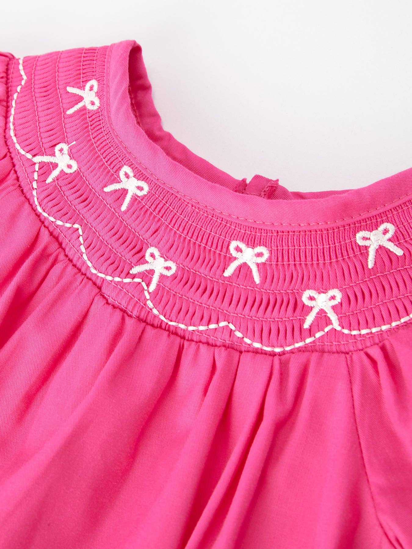 Bow Embroidered Pink Romper