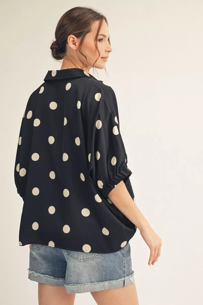 Polka Dot Satin Top