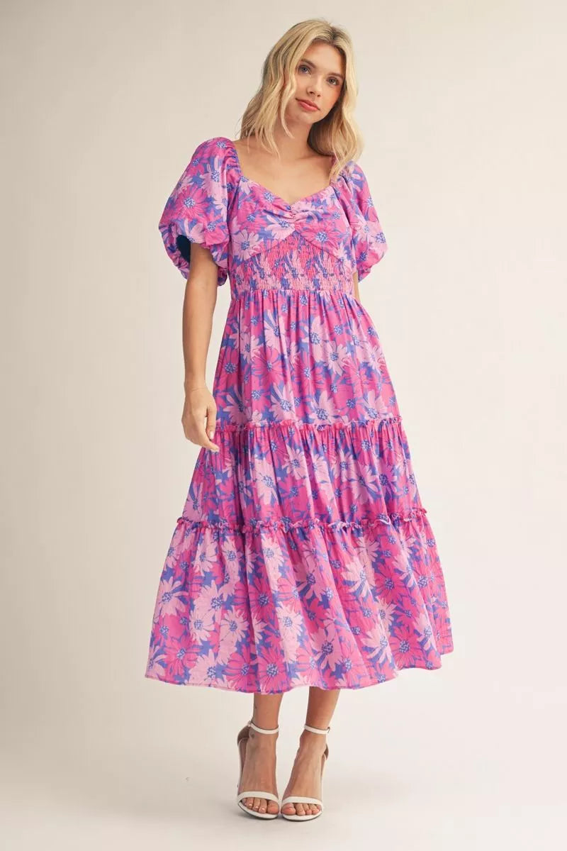 Blue/Magenta Midi Dress