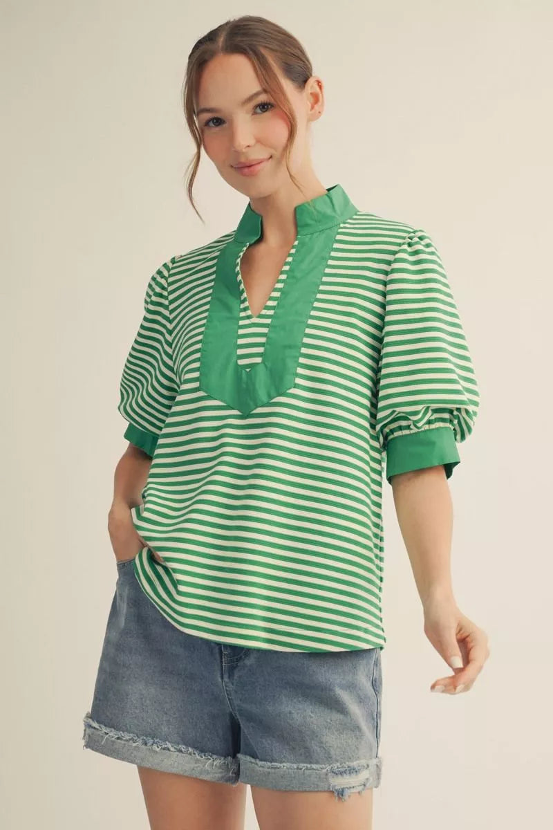 Kelly Green Striped Top