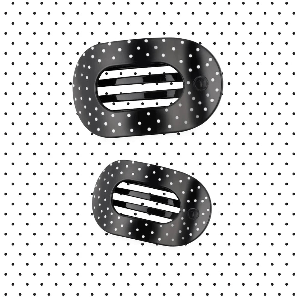 Teletie|Black Polka Dot Flat Round Clip