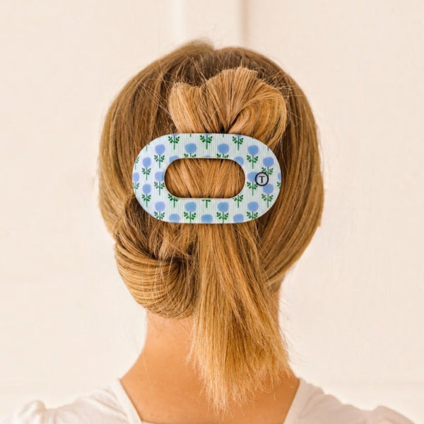 Blue Marigold Flat Round Hair Clip