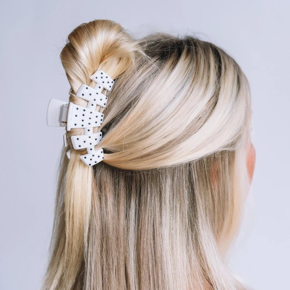 Teletie|White Polka Dot Classic Clip