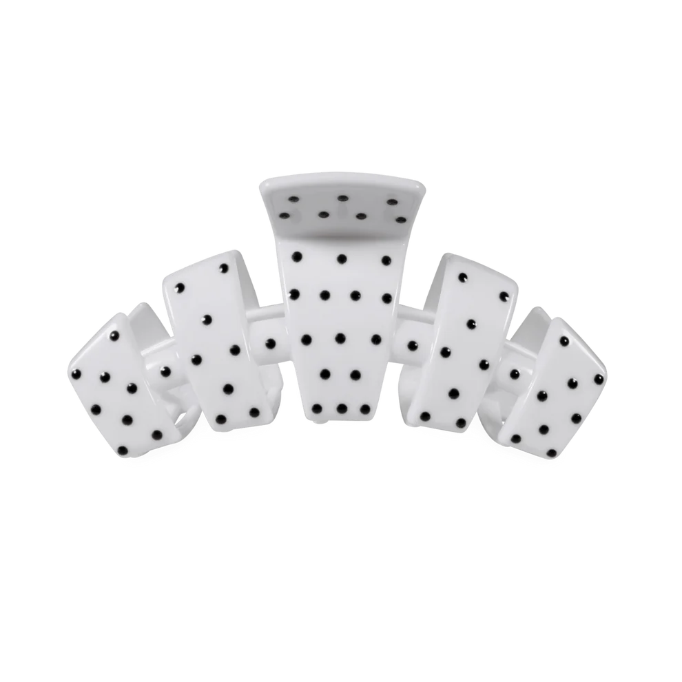Teletie|White Polka Dot Classic Clip