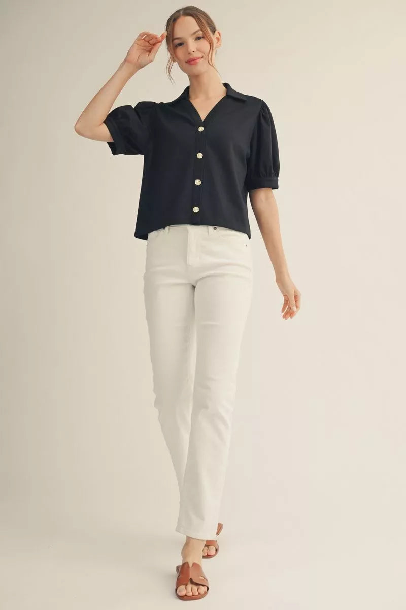 Black Button Down Top