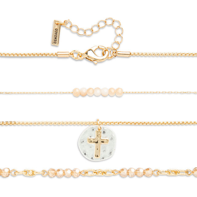 Beaded Prayer Necklace - Champagne