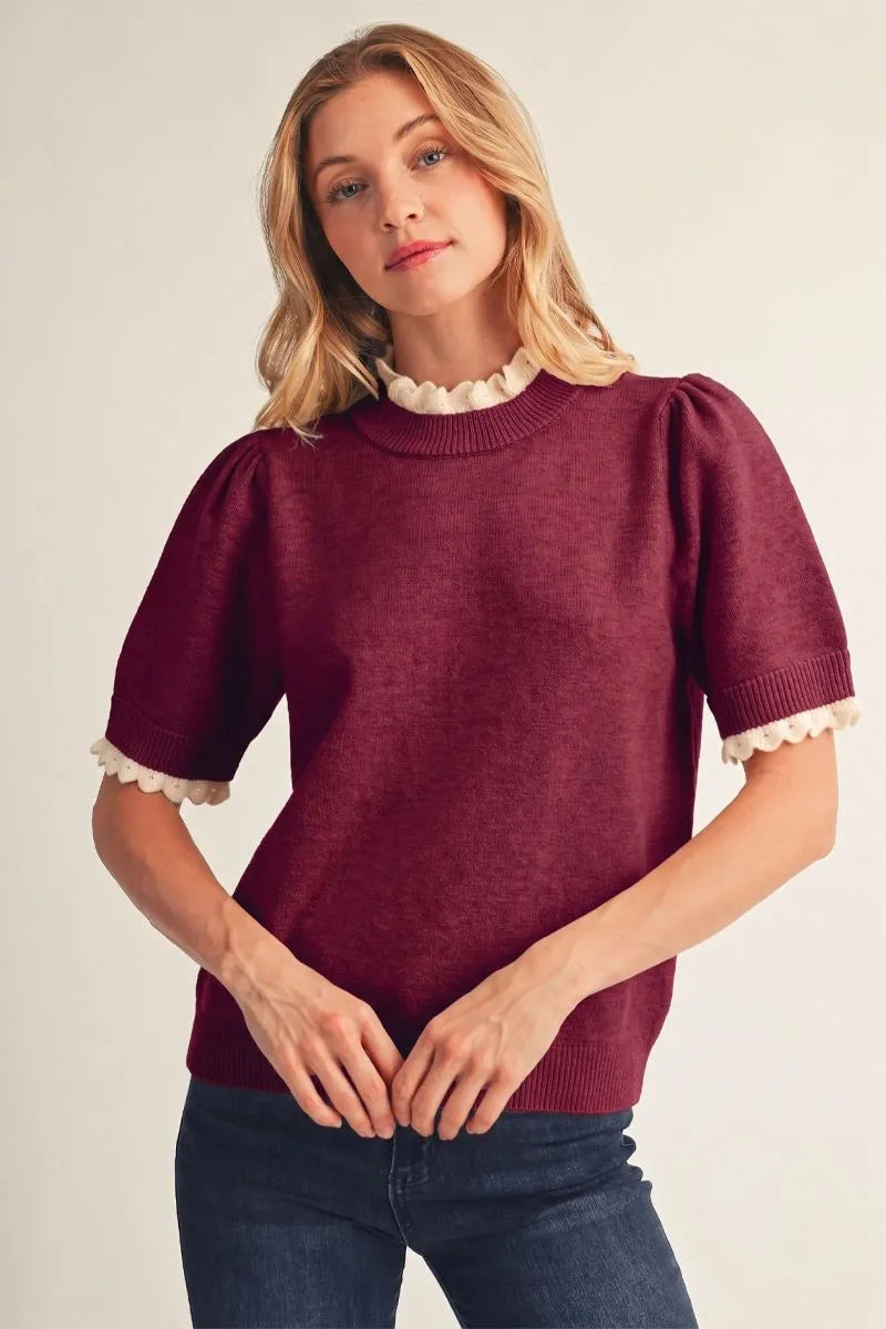 Ruffle Detail Sweater Top