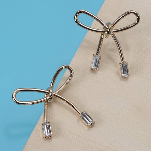 Bow Ribbon Rhinestone Earring