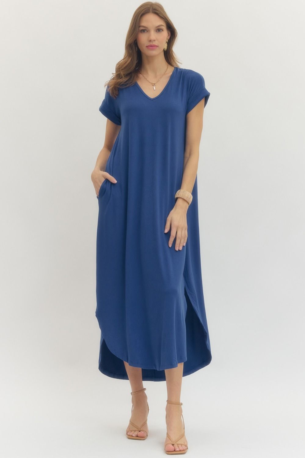 Jersey V Neck Maxi Dress